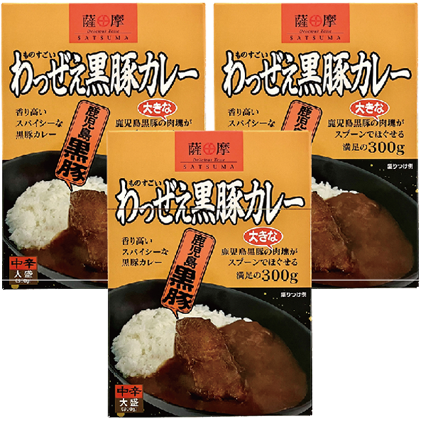 わっぜぇ黒豚カレー(レトルト)3食セット 1228